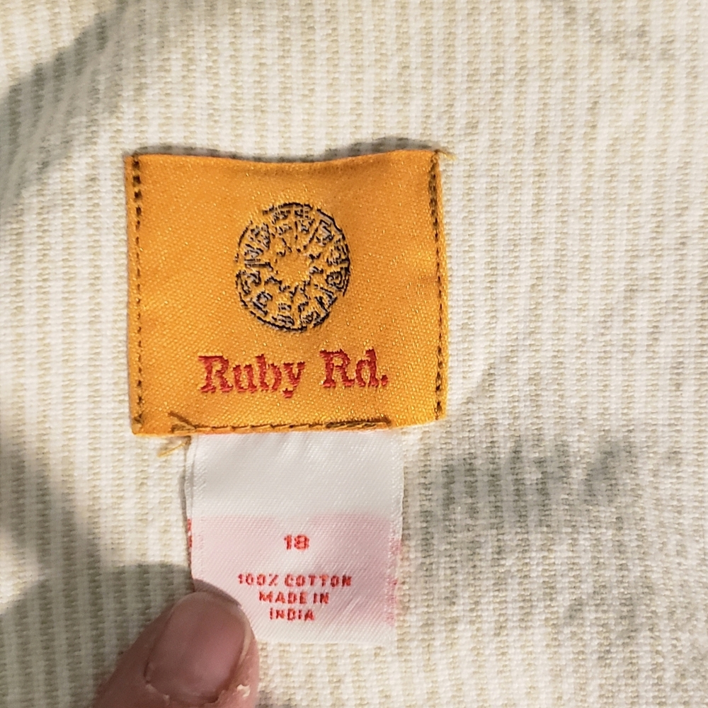 Ruby Rd. Womens Green And White Striped Button Front Shacket - Picture 7 of 8